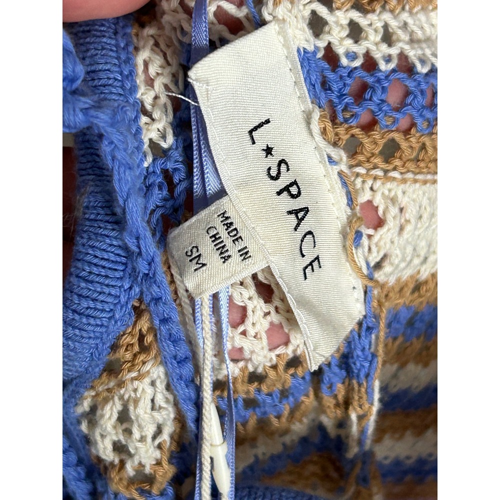 L Space Allegra Crochet Maxi Dress Striped Cotton Multi Color NEW - Picture 4 of 7
